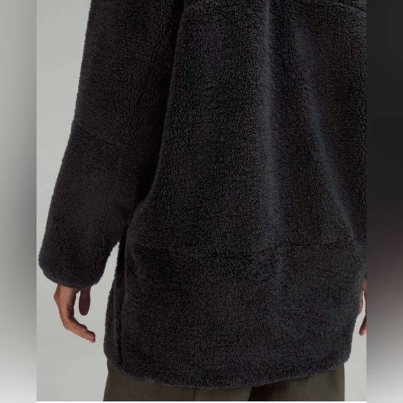Lululemon Collarless Textured Fleece Full Zip Teddy Jacket in Black - Picture 5 of 11